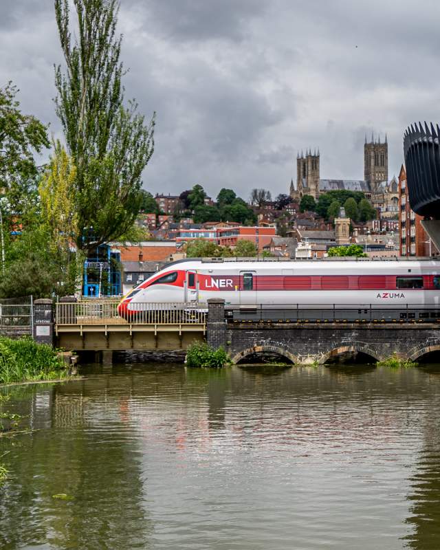 LNER Train with Lincoln Cathedral in background