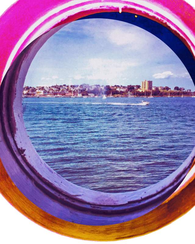 Speedboat through lens