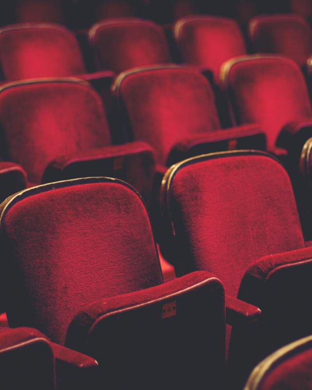 Rows of seats in a live theater