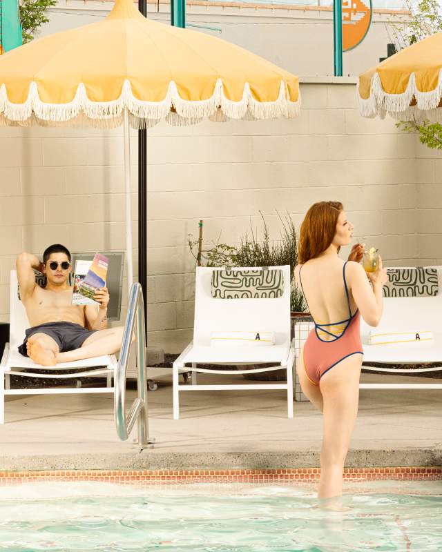 Lounge poolside at Arrive Albuquerque.