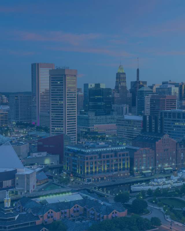 Downtown buildings in Baltimore, Maryland.