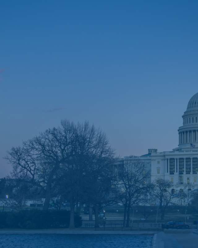 United States Capitol building at dusk in Washington, D.C.