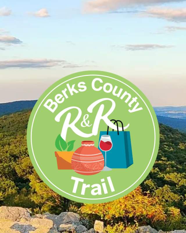 Hawk Mountain at sunset with R&R logo