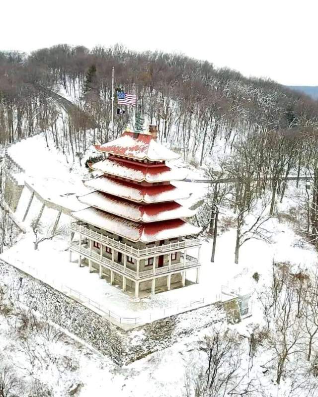 Pagoda covered in snow