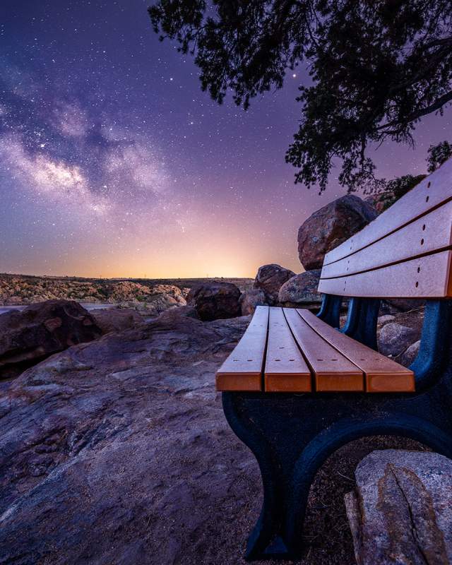 Starry Night Bench by the Water - Experience Prescott