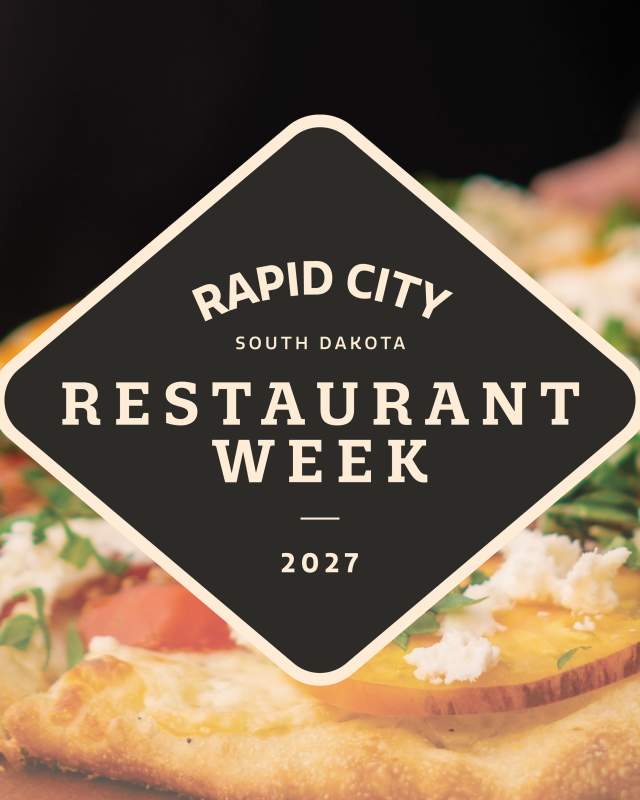 The logo of Restaurant Week 2027 superimposed over a closeup image of a waiter carrying a flatbread pizza.