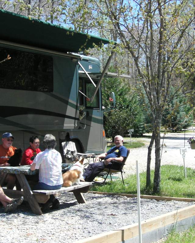 Family Gathered Around RV Campground in Rutherford County