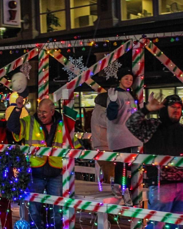 Holiday Parade float with lights