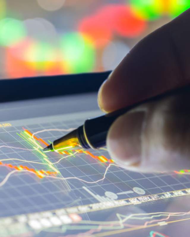 pen pointing at display