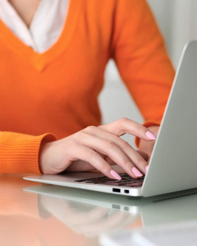 person using laptop