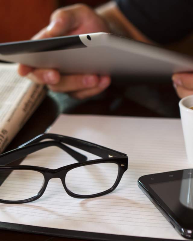 person using tablet