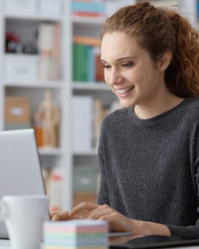 woman using laptop