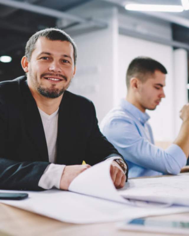 People working at table