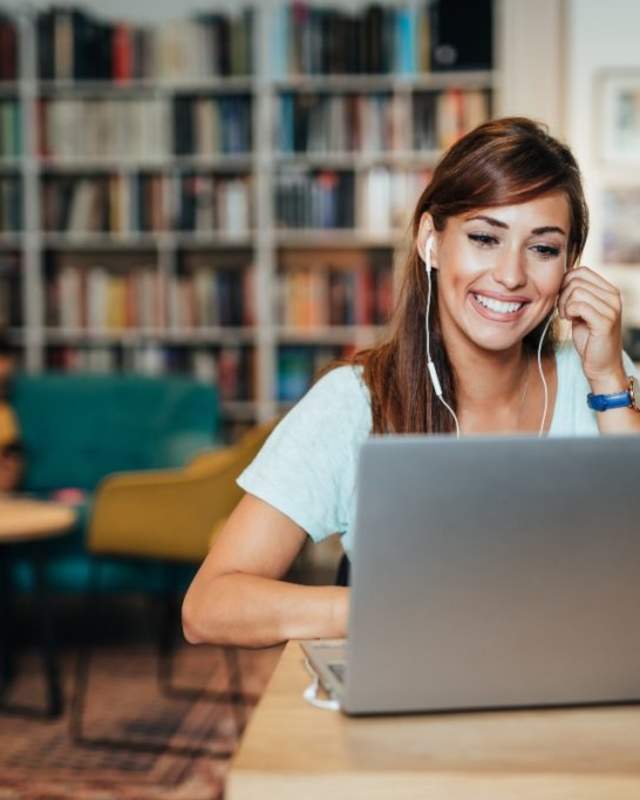 woman working on laptop