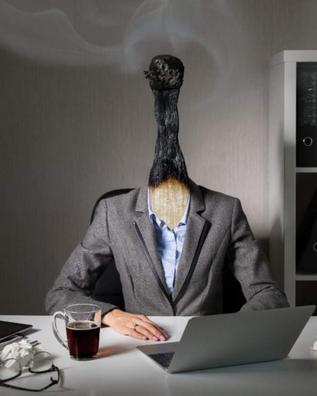 person with burnt match head