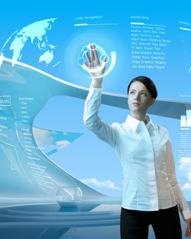 woman holographic data