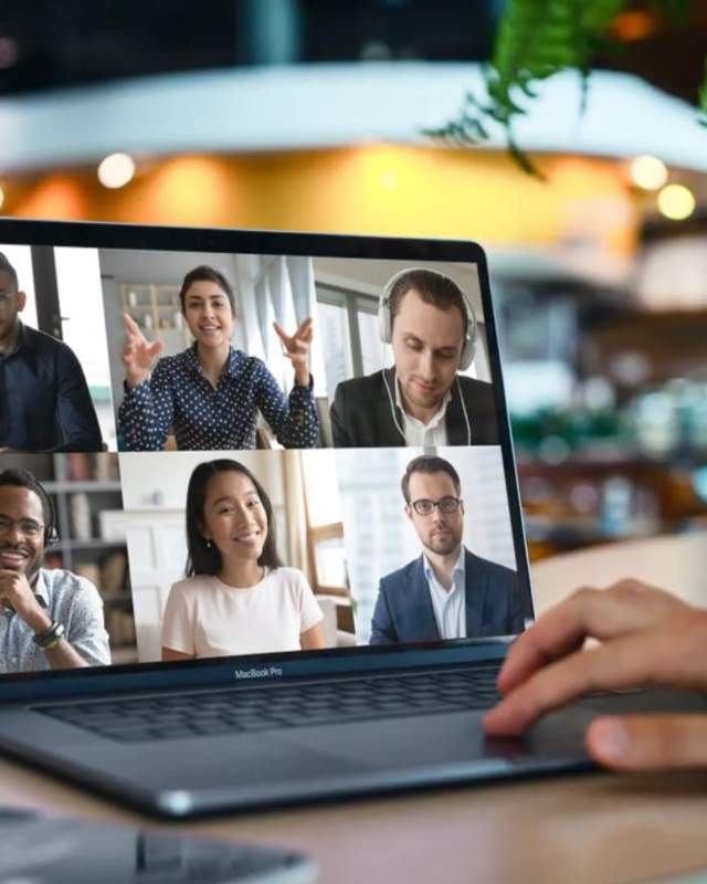 virtual meeting on laptop