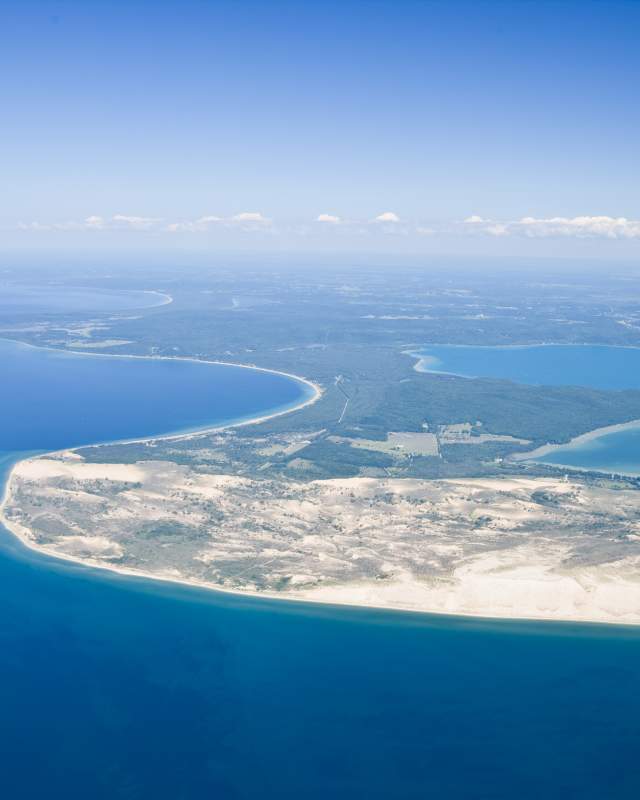 An aerial view of the dunes