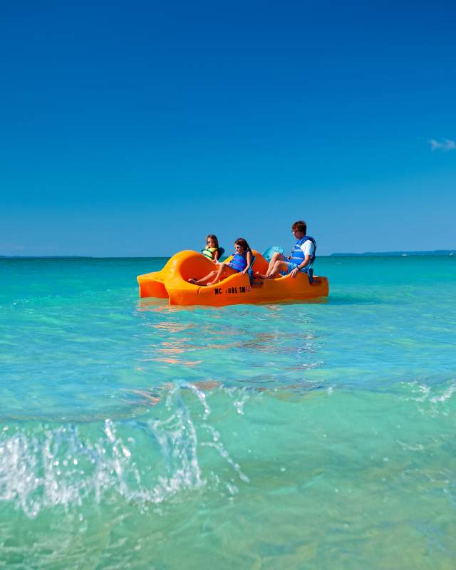 A paddle boat on Lake Michigan