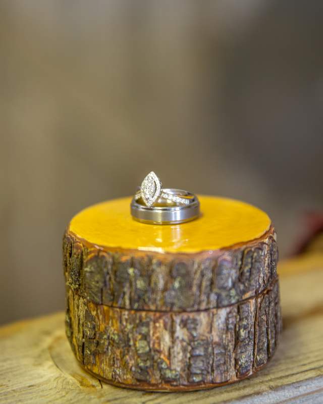 Wedding Rings on Wood Box