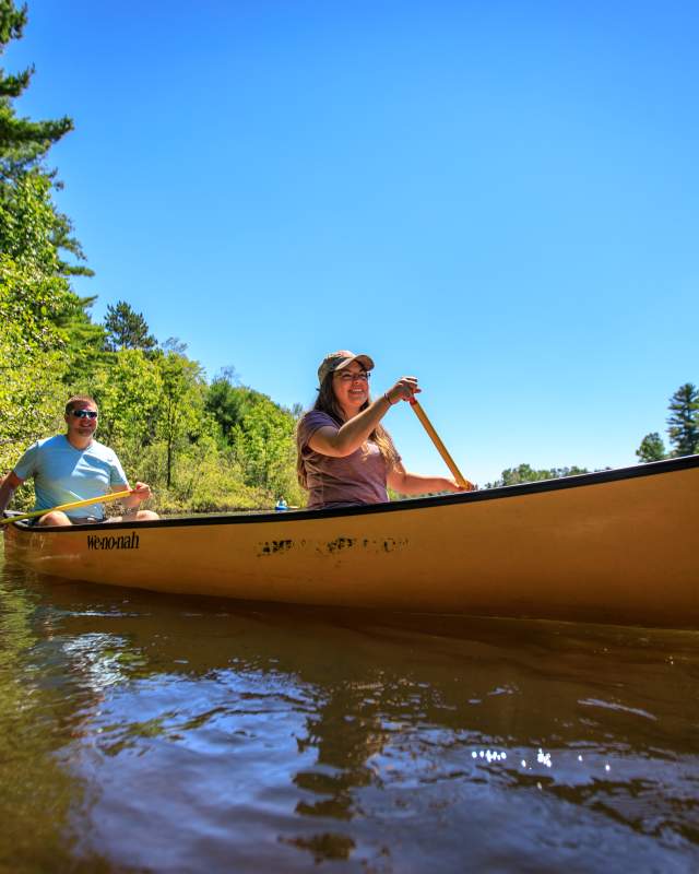 Couple canoeing on the Namekagon River