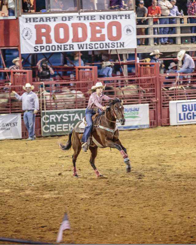 girl riding horse at the rodeo