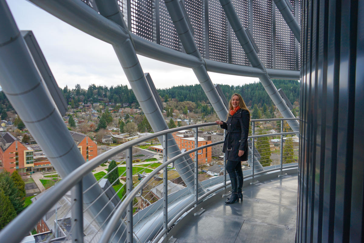 The privately accessed Hayward Tower at Hayward Hall offers 360 degree views of the community.