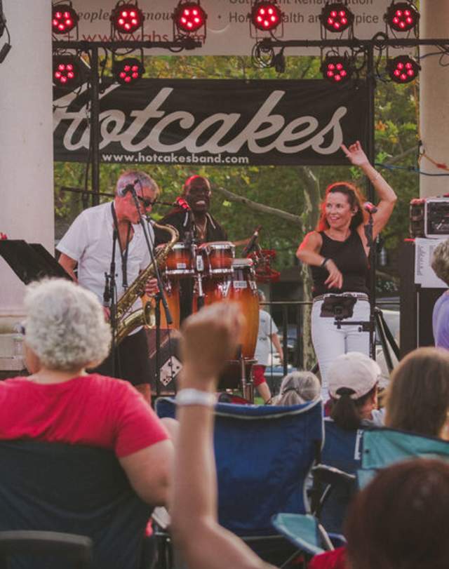 A crowd cheers during a concert