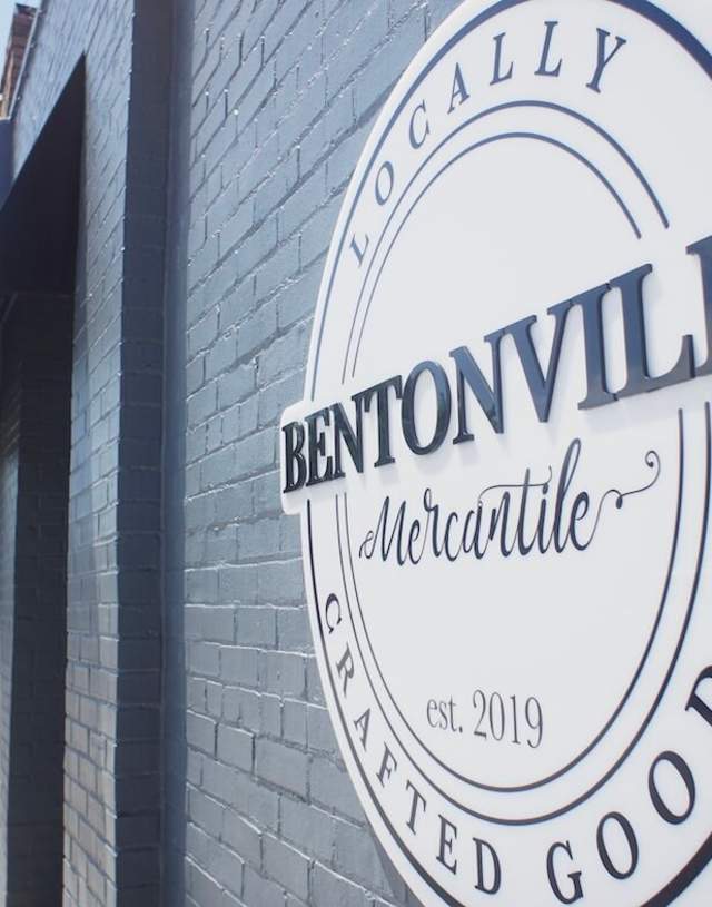 The exterior entrance of Bentonville Mercantile