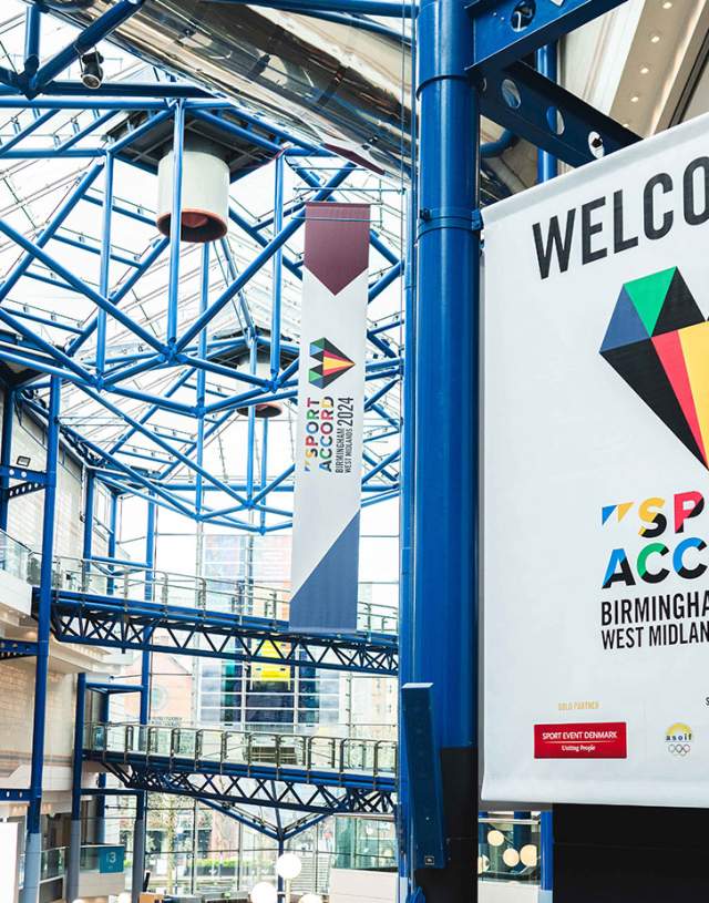 The ICC Birmingham with SportAccord 2024 branding
