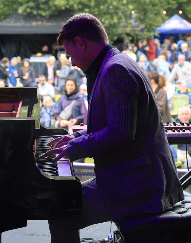 Man playing a piano at Sidmouth Jazz Fest