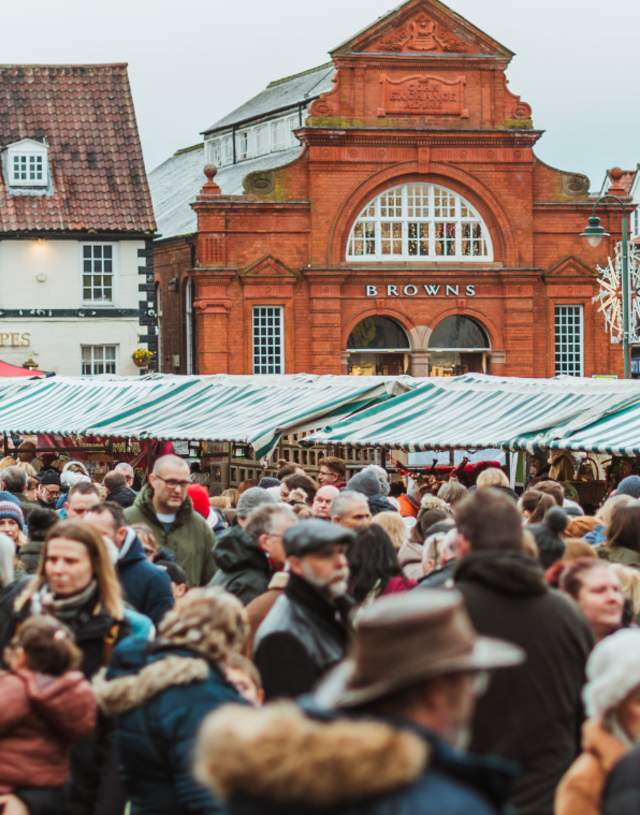 A large crowd in Beverley's Saturday Market for the Beverley Festival of Christmas