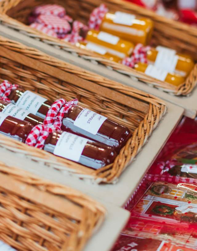 A stall selling jams and gift hampers at the Beverley Festival of Christmas
