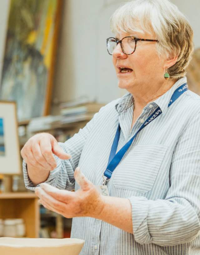 A woman at an art studio