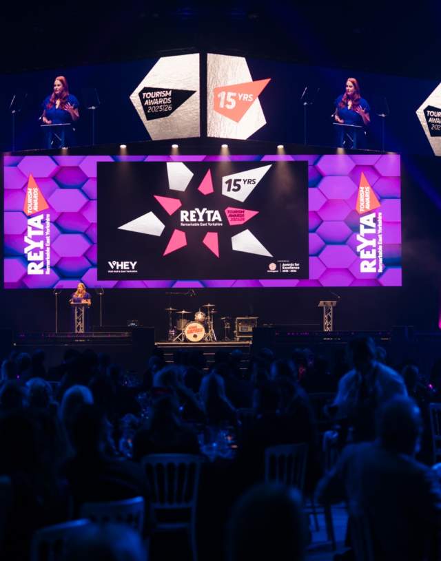 Looking over the crowd towards the stage of the REYTAs 2025