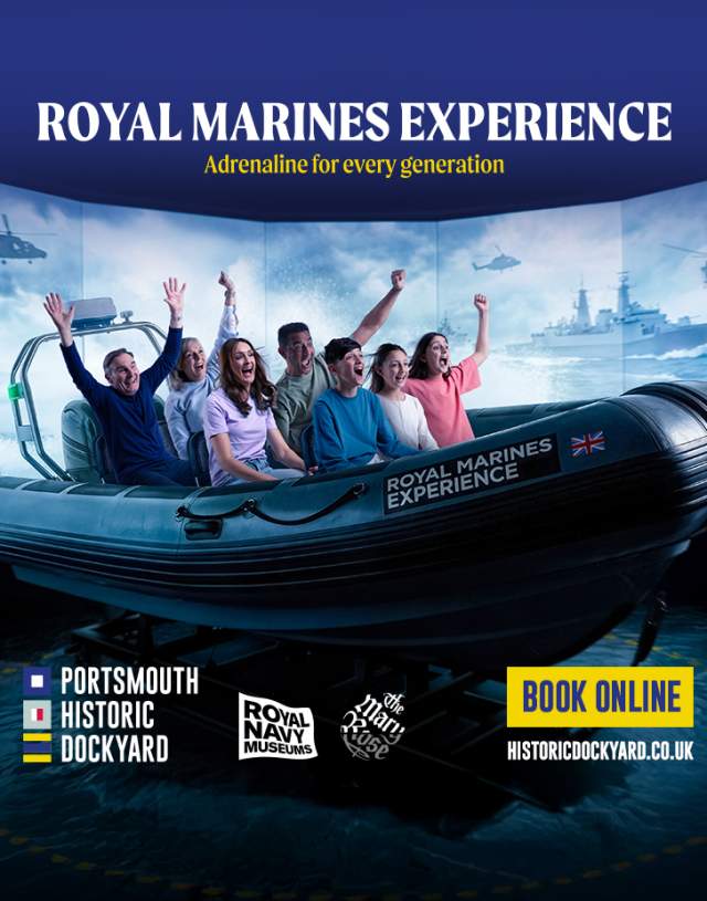 Image showing a group enjoying one of the interactive displays at the Royal Marines Museum in Portsmouth Historic Dockyard.