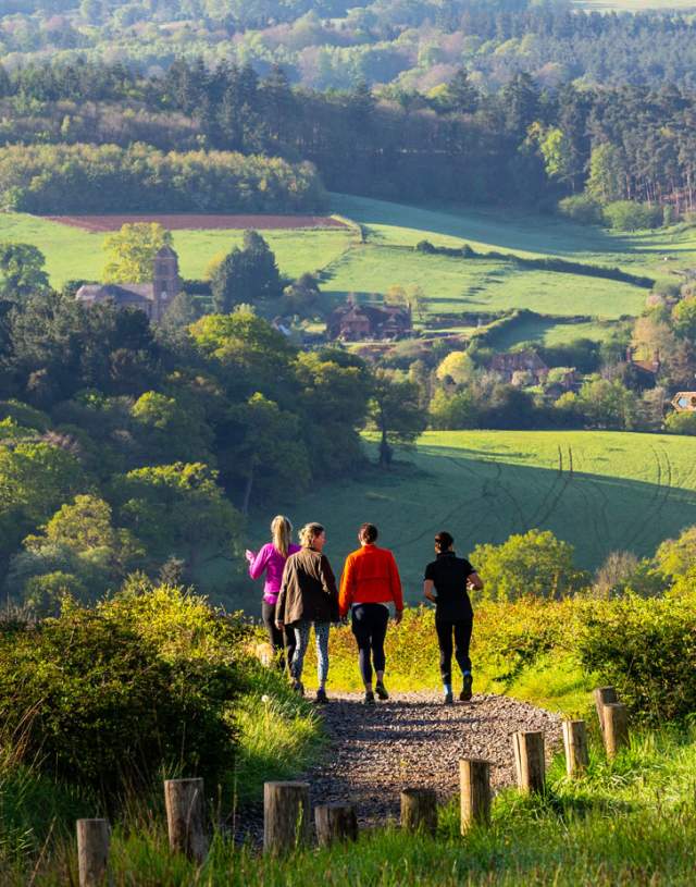 Newlands Corner late summer - people enjoying a walk with a view