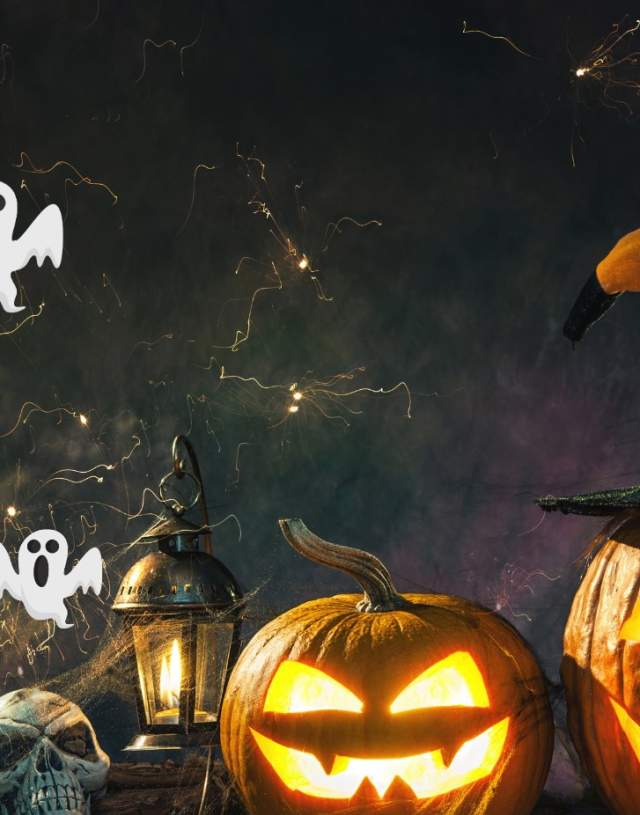 Halloween pumpkins and ghosts poster