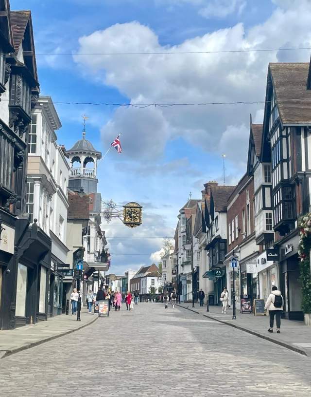 Guildford High Street in April