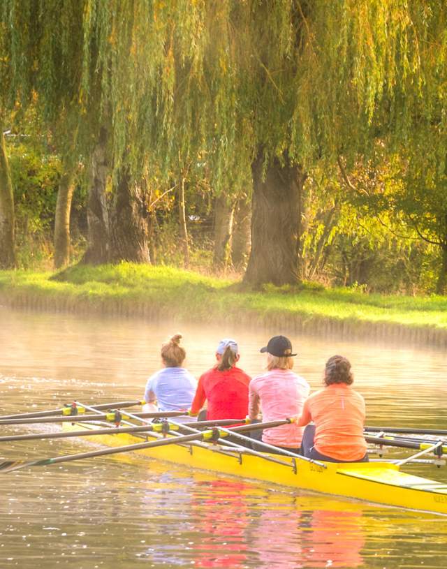 Rowing along the River Wey at Guildford
