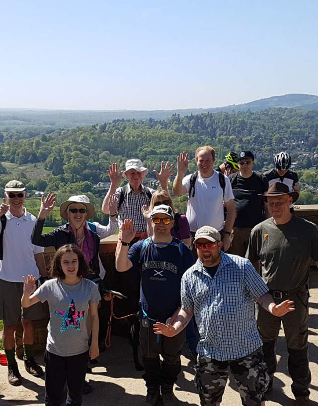 Walkers enjoying the views from Box Hill