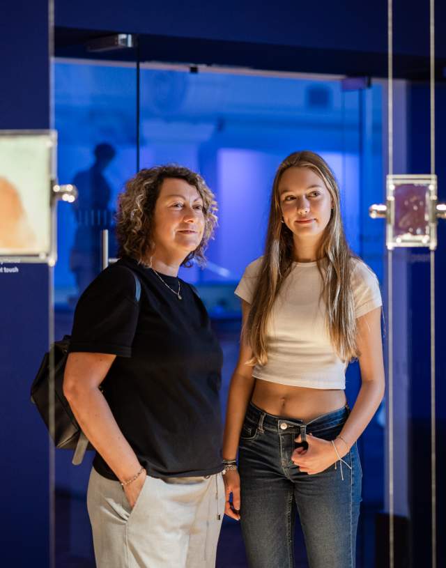 A mum and daughter at the Glynn Vivian Art Gallery