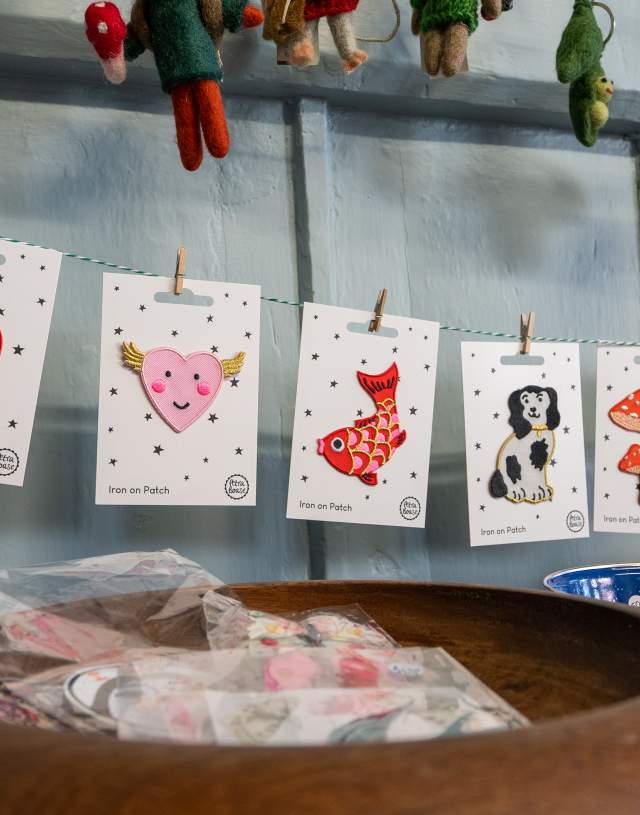 a independent gift shop with products close up