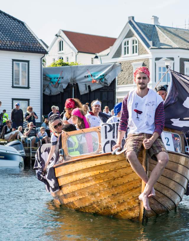 Pirate boat in Farsund during annual Kaperdagene festival