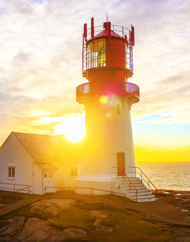 Lindesnes Lighthouse in sunset