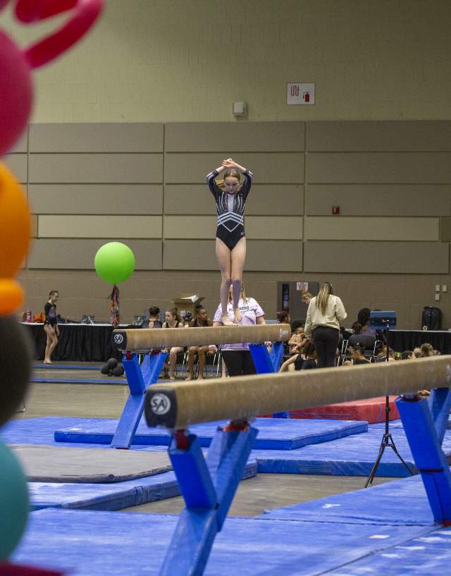 Athlete on the balance beams