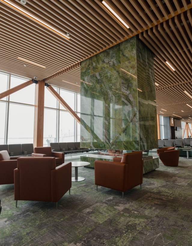 the interior of the concourse of Hector International Airport