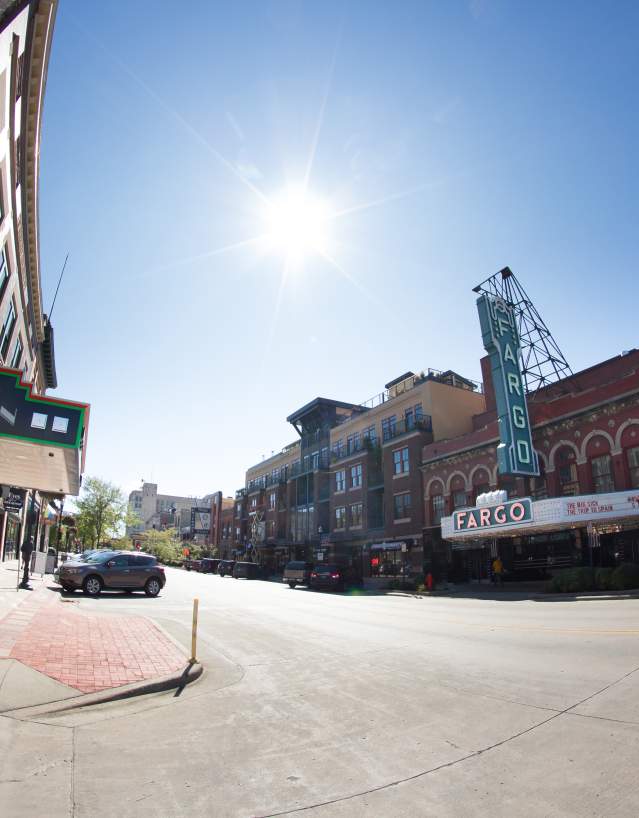 wide shot of Downtown Fargo near the Fargo Theatre