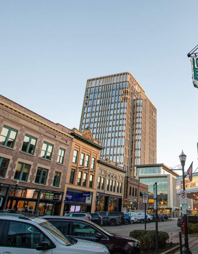 Fargo theatre and rdo tower in Downtown Fargo