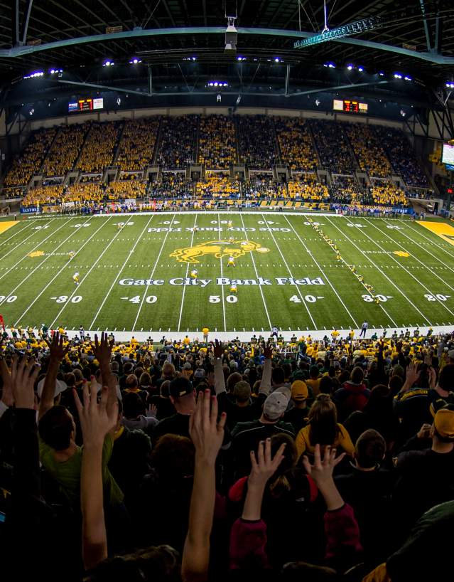 interior shot of the fargodome during a bison home game